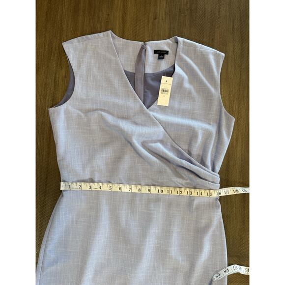 NWT Ann Taylor Blue Textured Stretch Side Tuck Wrap Sheath Dress Size 10 $159 - Picture 9 of 15